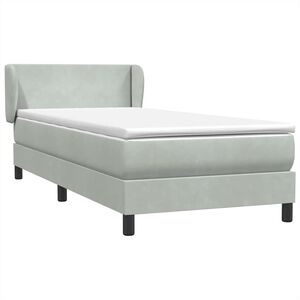 vidaXL Boxspringbett mit Matratze Hellgrau 80x220 cm Samt