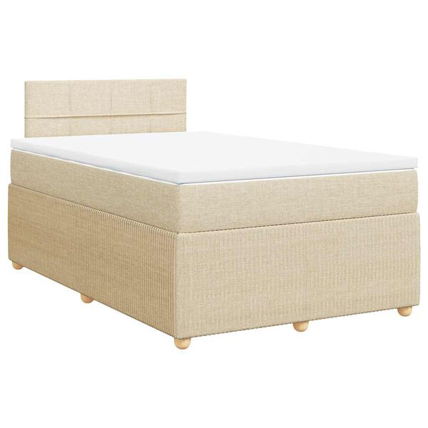 vidaXL Boxspringbett mit Matratze Creme 120x190 cm Stoff
