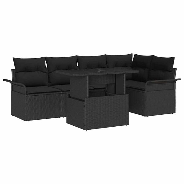 vidaXL Gartensofa-set mit Kissen 6 pcs Schwarz Poly-Rattan