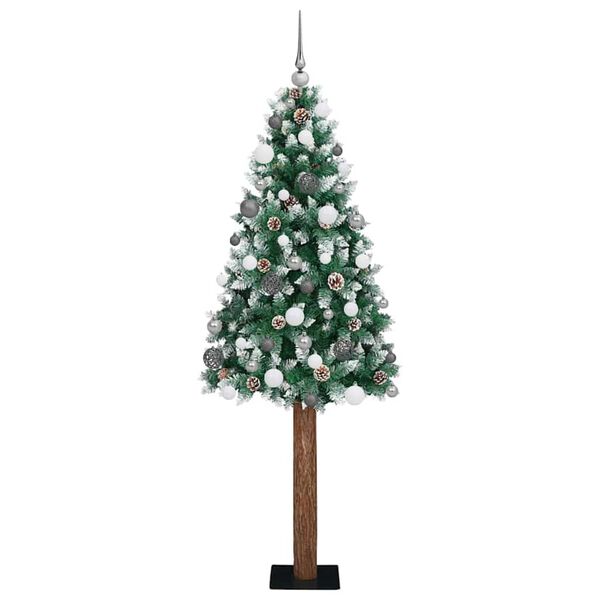 vidaXL Schlanker Weihnachtsbaum mit 300 LEDs mit St&auml;nder Gr&uuml;n 210 cm