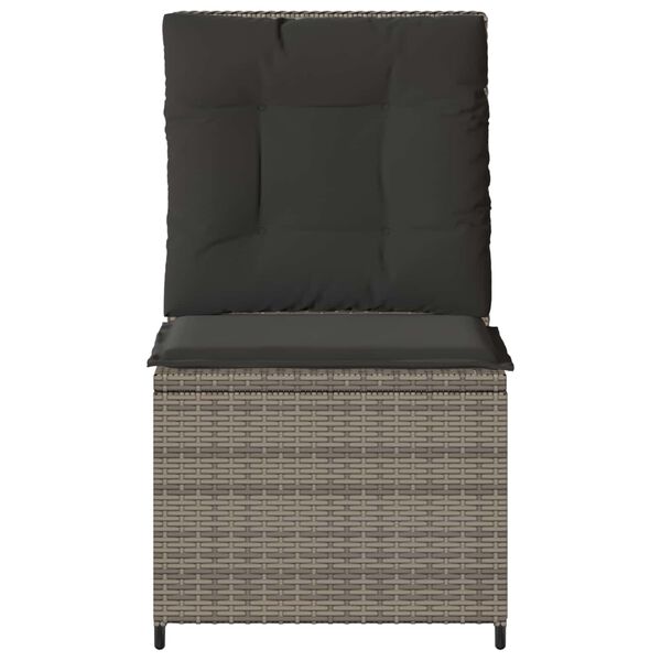 vidaXL Garten-Sofa mit Kissen Grau Poly-Rattan