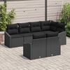 vidaXL Sofa Set mit Kissen 7 pcs Schwarz Poly Rattan