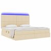 vidaXL Bett mit Stauraum und LED mit LED Creme 200 x 200 cm Polyester