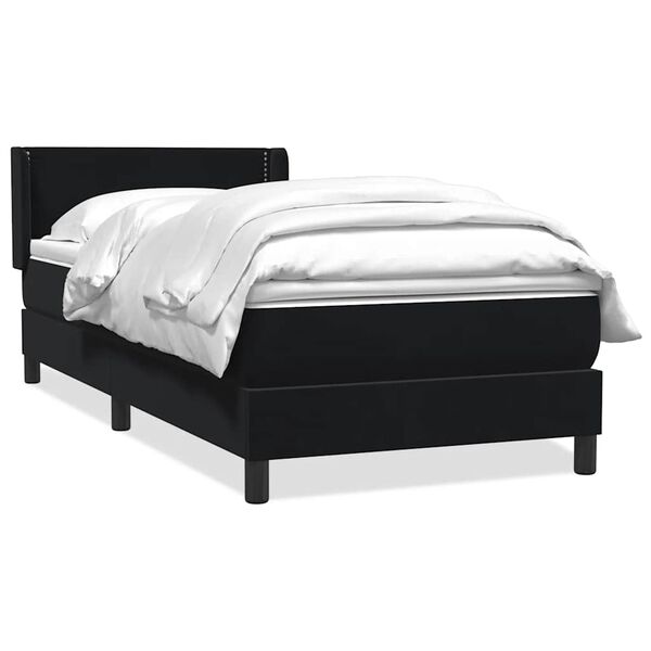 vidaXL Boxspringbett mit Matratze Schwarz 90x210 cm Samt