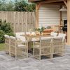 vidaXL 9-tlg. Garten-Essgruppe mit Kissen Beige Poly Rattan