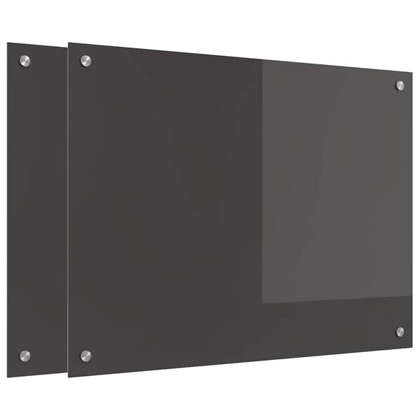 vidaXL K&uuml;chenr&uuml;ckwand 2 pcs Dunkelgrau 80 x 60 cm Geh&auml;rtetes Glas