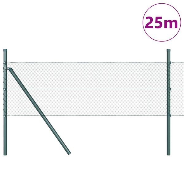 vidaXL Zaunpfosten Gr&uuml;n 25 x 0,4 m (13 mm Maschen) Stahl und PVC