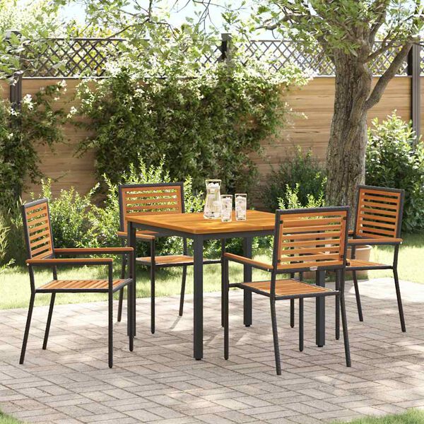 vidaXL Garten Essgruppe 5 pcs Schwarz und Braun Poly-Rattan