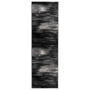 vidaXL Teppichl&auml;ufer FLORNES Gewebt Schwarz PP 7 mm
