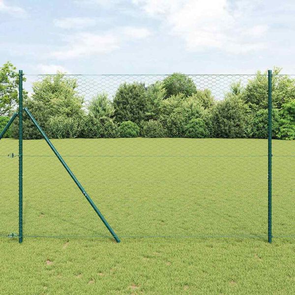 vidaXL Zaun mit Pfosten Grün 1,6 x 100 m PVC-beschichteter Stahl
