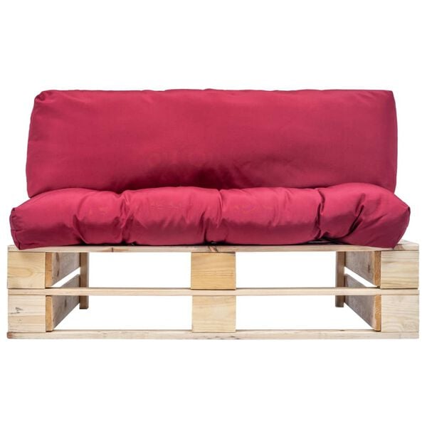 vidaXL Outdoor-Sofa Paletten mit Kissen in Rot Kiefernholz