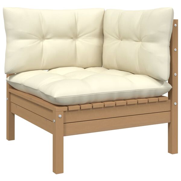 vidaXL 4-tlg. Garten-Lounge-Set mit Creme Kissen Kiefernholz