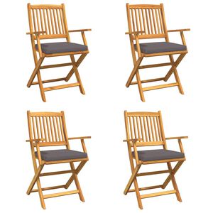 vidaXL Klappstuhl 4 pcs Grau 49 x 57,5 x 92 cm Massivholz Akazie