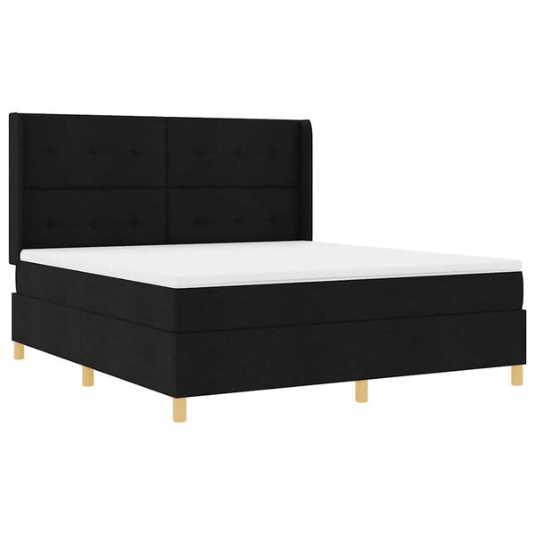 vidaXL Boxspringbett mit Matratze Schwarz 180 x 200 cm Stoff