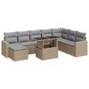 vidaXL 9-tlg. Garten-Sofagarnitur mit Kissen Beige Poly Rattan