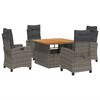 vidaXL 5-tlg. Garten-Essgruppe mit Kissen Grau Poly Rattan