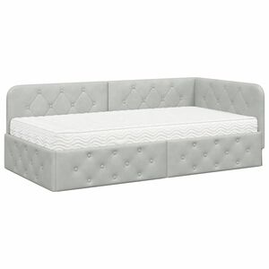 vidaXL Eckbettgestell Hellgrau 90 x 190 cm Samt