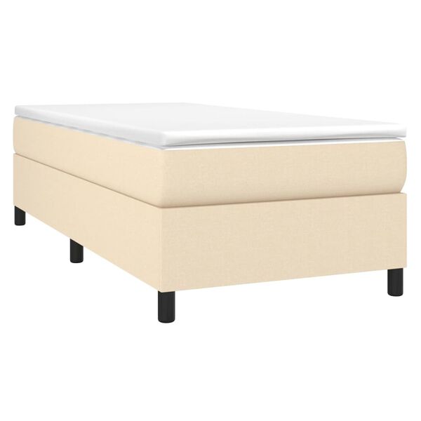 vidaXL Boxspringbett mit Matratze Creme 90x200 cm Stoff