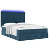 vidaXL Ottoman-Bett mit Matratzen & LEDs Dunkelblau 140x200 cm Samt