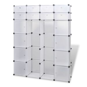 vidaXL Modularer Schrank mit 18 F&auml;chern Wei&szlig; 37x146x180,5 cm