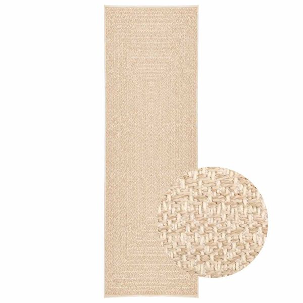 vidaXL Teppich ZIZUR Beige 80x250 cm Jute-Optik Indoor und Outdoor