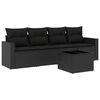 vidaXL 5-tlg. Garten-Sofagarnitur mit Kissen Schwarz Poly Rattan
