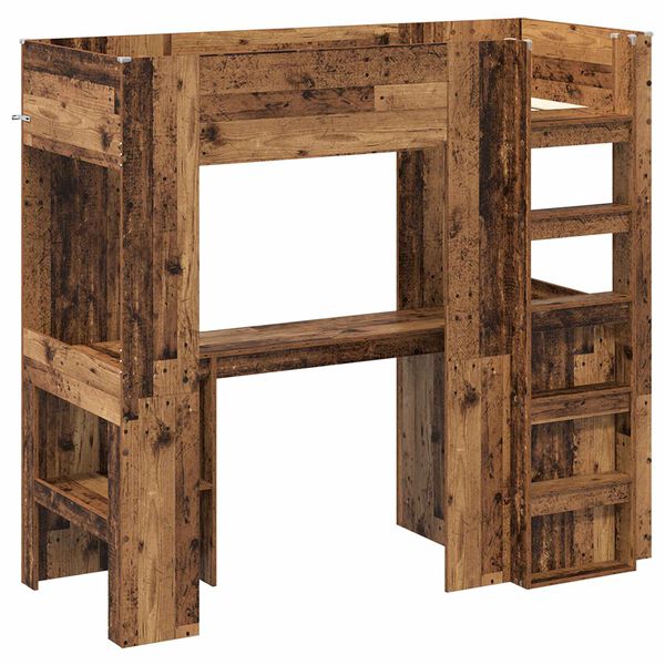 vidaXL Etagenbettgestell mit Schreibtisch Altholz 75 x 190 cm