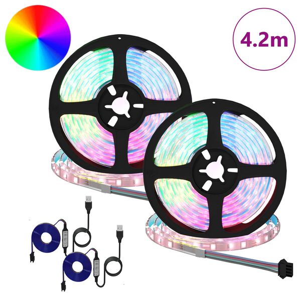 vidaXL LED Streifen 2 pcs Schwarz und Transparent 210 x 0,8 x 0,3 cm