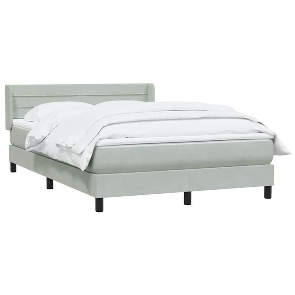 vidaXL Boxspringbett mit Matratze Hellgrau 160x220 cm Samt