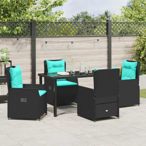 vidaXL Garten Essgruppe 5 pcs Schwarz Poly Rattan