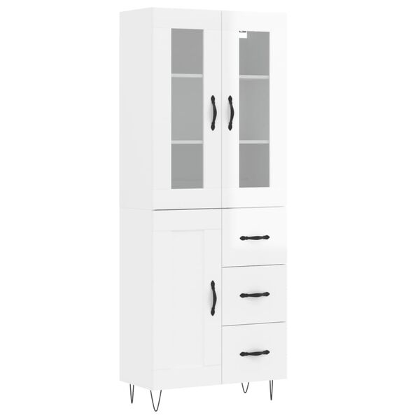 vidaXL Highboard Hochglanz-Wei&szlig; 69,5x34x180 cm Holzwerkstoff