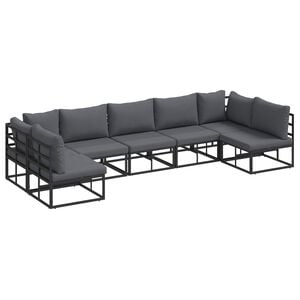 vidaXL Gartensofa-set 7 stk. Schwarz Aluminium