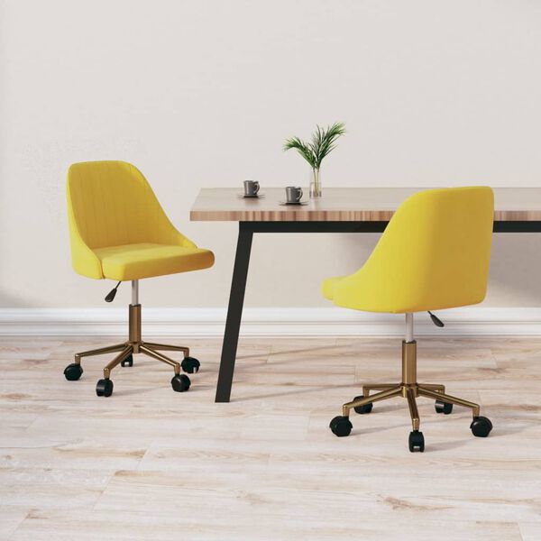 vidaXL Esszimmerst&uuml;hle 2 Stk. Drehbar Gelb Samt