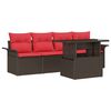vidaXL Gartensofa-set 5 stk. Braun [Synthetisch]: Poly Rattan
