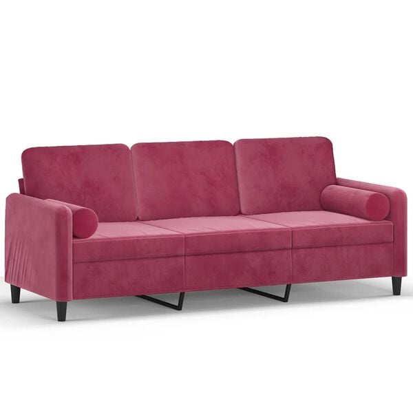 vidaXL 2-Sitzer-Sofa mit Zierkissen Weinrot 120 cm Samt
