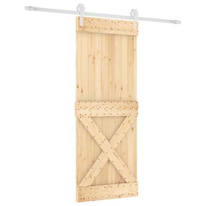 vidaXL Schiebet&uuml;r Nat&uuml;rlich und Wei&szlig; 90 x 210 cm Massives Kiefernholz