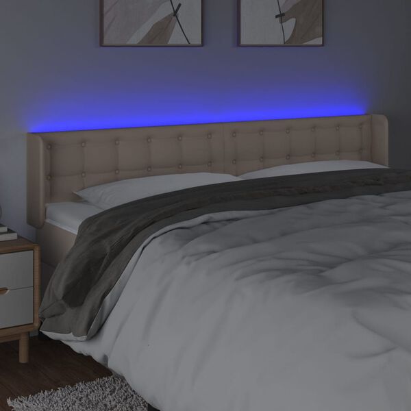 vidaXL LED Kopfteil Cappuccino-Braun 163x16x78/88 cm Kunstleder