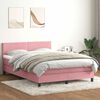 vidaXL Boxspringbett mit Matratze & LED Rosa 160x210 cm Samt
