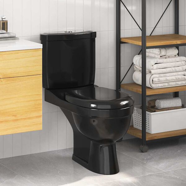 vidaXL Toilette mit Sp&uuml;lkasten Schwarz