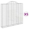 vidaXL Gabionen mit Hochbogen 5 Stk. 200x30x180/200cm Verzinktes Eisen