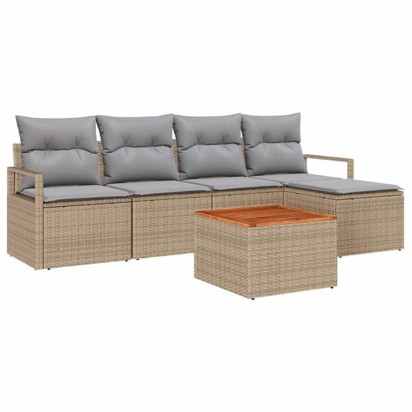 vidaXL Garten-Sofa-Set 6 pcs Beige und Hellgrau