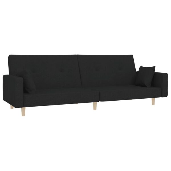 vidaXL Schlafsofa 2-Sitzer mit 2 Kissen Schwarz Stoff