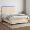 vidaXL Boxspringbett mit Matratze & LED Creme 140x190 cm Stoff