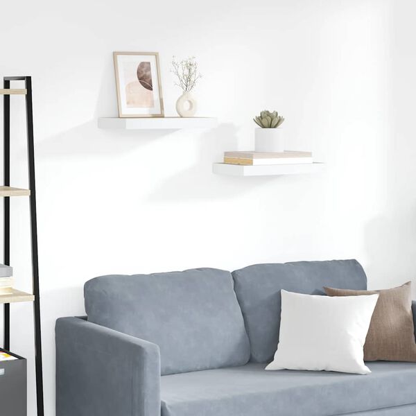 vidaXL Schweberegale 2 Stk. Eichen-Optik und Wei&szlig; 50x23x3,8 cm MDF