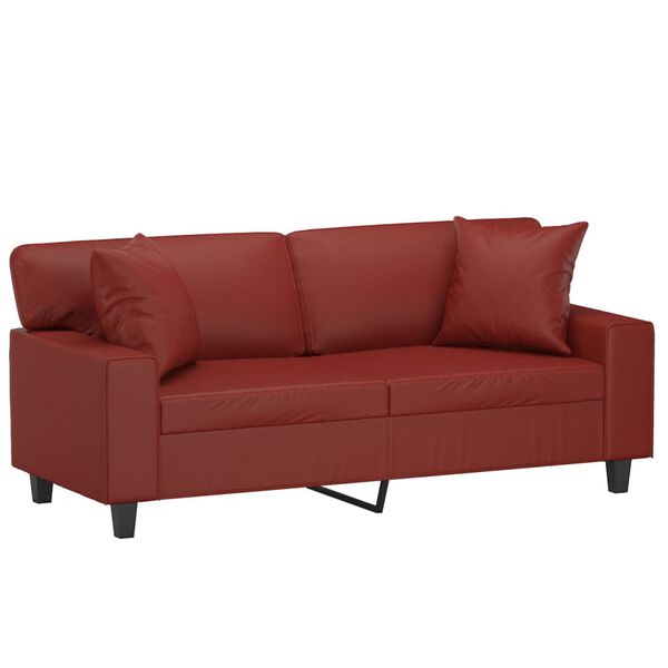 vidaXL 2-Sitzer-Sofa mit Kissen Weinrot 140 cm Kunstleder