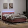 vidaXL Boxspringbett mit Matratze & LED Rosa 140x220 cm Samt
