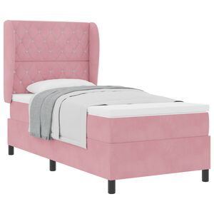 vidaXL Boxspringbett mit Matratze Rosa 190 x 90 cm Polyester