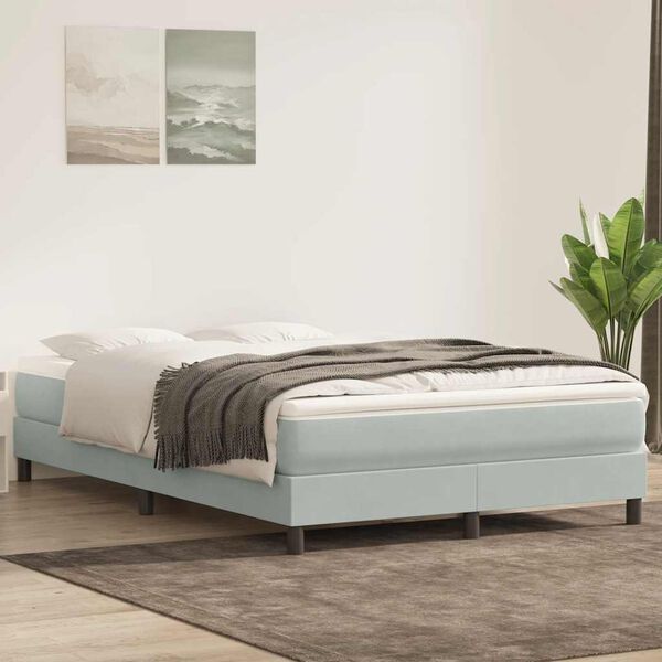 vidaXL Boxspringbett ohne Matratze Hellgrau 140x210 cm Samt