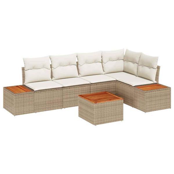 vidaXL Gartensofa-set mit Kissen 6 pcs Beige Poly Rattan