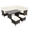 vidaXL 4-tlg. Garten-Lounge-Set mit Auflagen Poly Rattan Braun